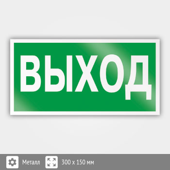 Знак E22 «Указатель выхода» (металл, 300х150 мм)